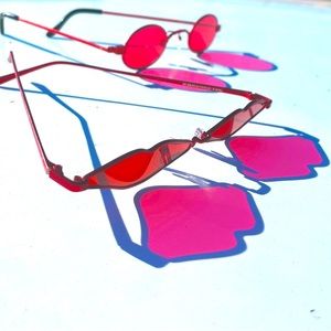 Roberi & Fraud Red Titanium KNC Lips Sunglasses (also Have The Doris Round